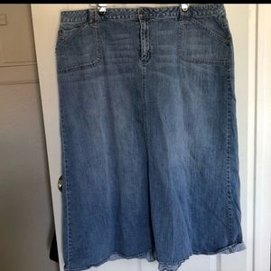 Full length denim skirt modest light wash modest western bohemian plus size 24W